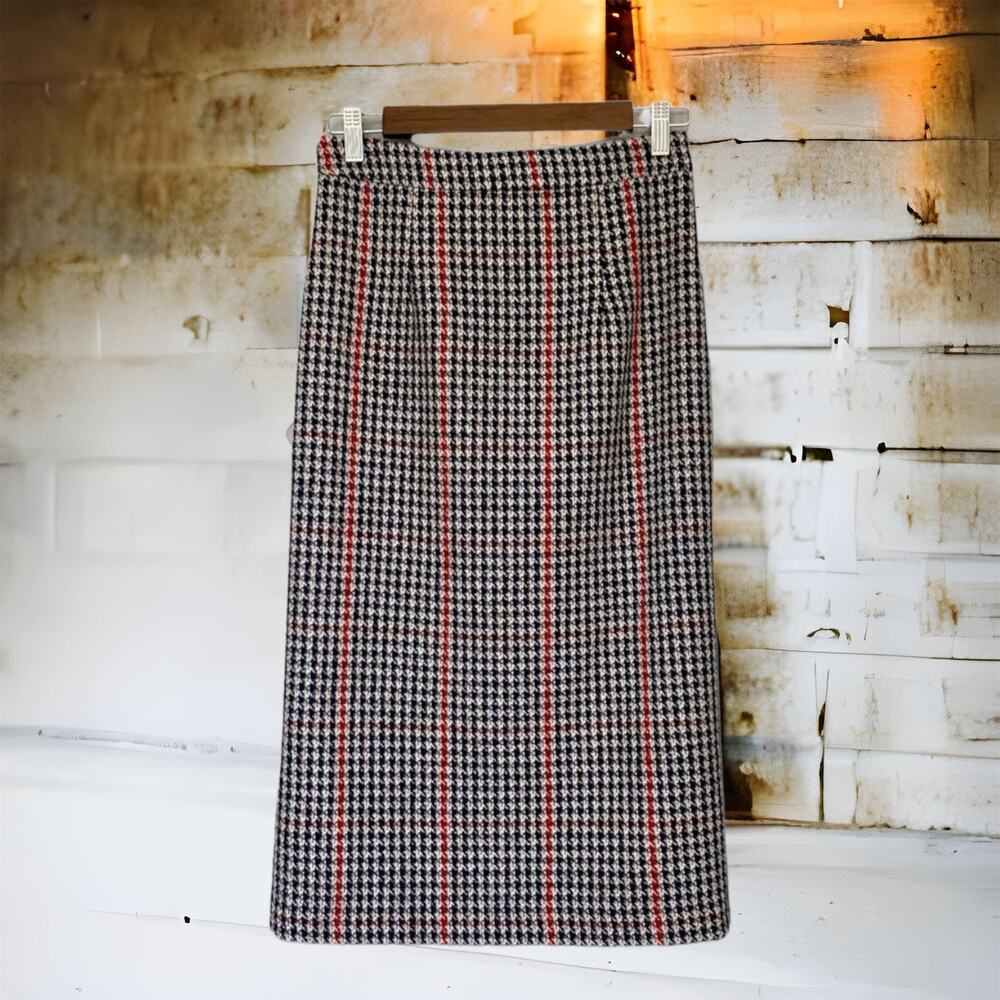 Tela Tweed Wool Houndstooth Pencil Skirt Size XS